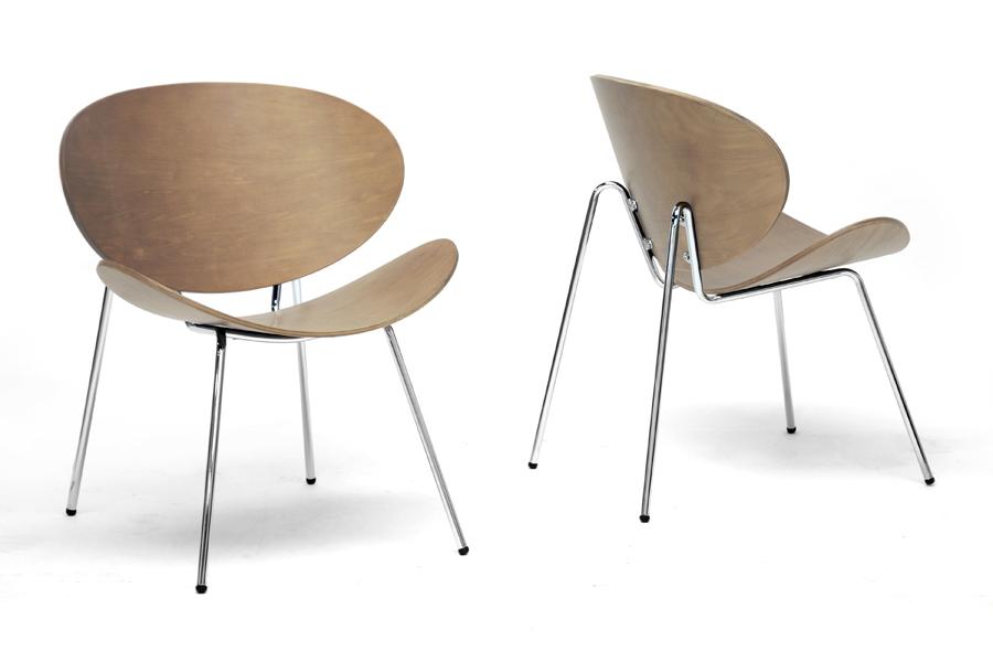 Lemoria Walnut Effect Mid-Century Modern Accent Chair Set of 2